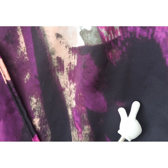 Rampage Satin Faux Wrap Top S Purple Black Boho Y2K Flutter Sleeve Smocked Waist - Picture 13 of 16